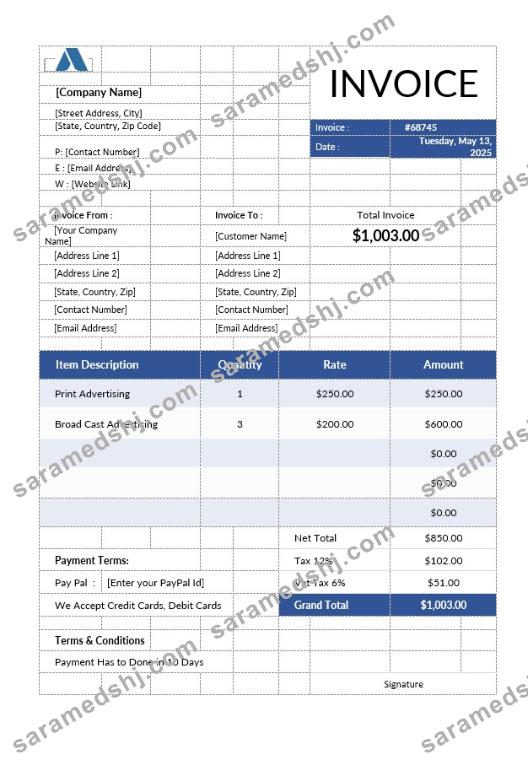 Advertising Invoice Template